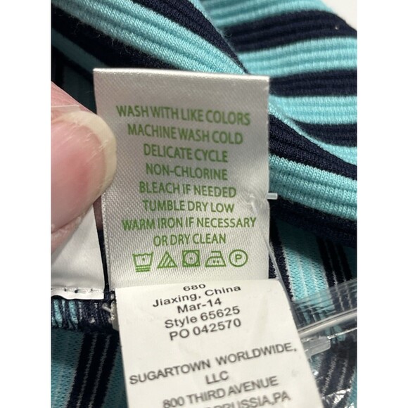 Lilly Pulitzer Charlene Navy Aqua Blue Stripes Dress Gold Buttons Sz M Jackie-O - Picture 16 of 16